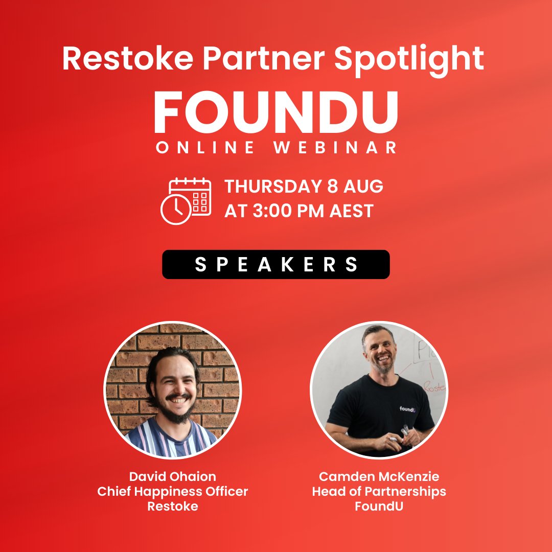 Join our webinar on Thurs, Aug 8 at 3 PM AEST with Camden McKenzie, foundU's Head of Partnerships.

🌟 Simplify onboarding
📈 Boost efficiency &amp; profits
💸 Easy payroll
🤝 Integrate Restoke with foundU

Register now! 🚀
bit.ly/3LM3NOV