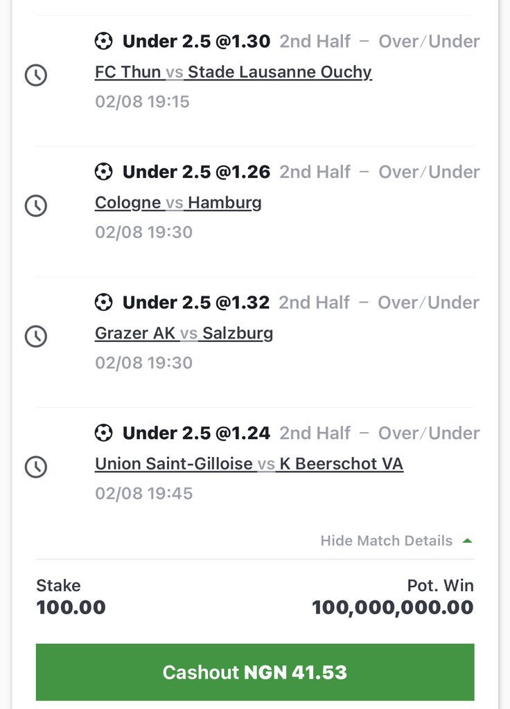Giftedtips01's tweet image. 2nd half under 2.5 On Sportybet Win 100M Ready 🥶

Code is Ready Who is Ready??
Give me 499 likes &amp;amp; let my people win
