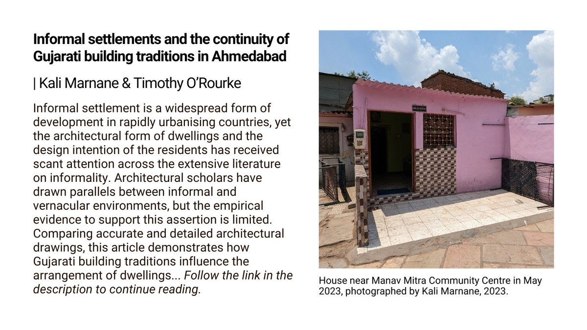 📢 Informal settlements and the continuity of Gujarati building traditions in Ahmedabad – New paper by Kali Marnane &amp; Timothy O’Rourke <a href="/UQ_News/">UQ News</a>
tandfonline.com/doi/full/10.10…