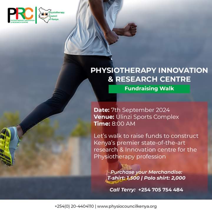 Let's step up for physiotherapy! 
Join us for a fundraising walk on the eve of World Physiotherapy Day, Sept 7th at Ulinzi Sports Complex. Let's raise funds to build a Physiotherapy Innovation &amp; Research Centre (PIRC).

More info coming!
#StepUpForPhysiotherapy 
#PIRC