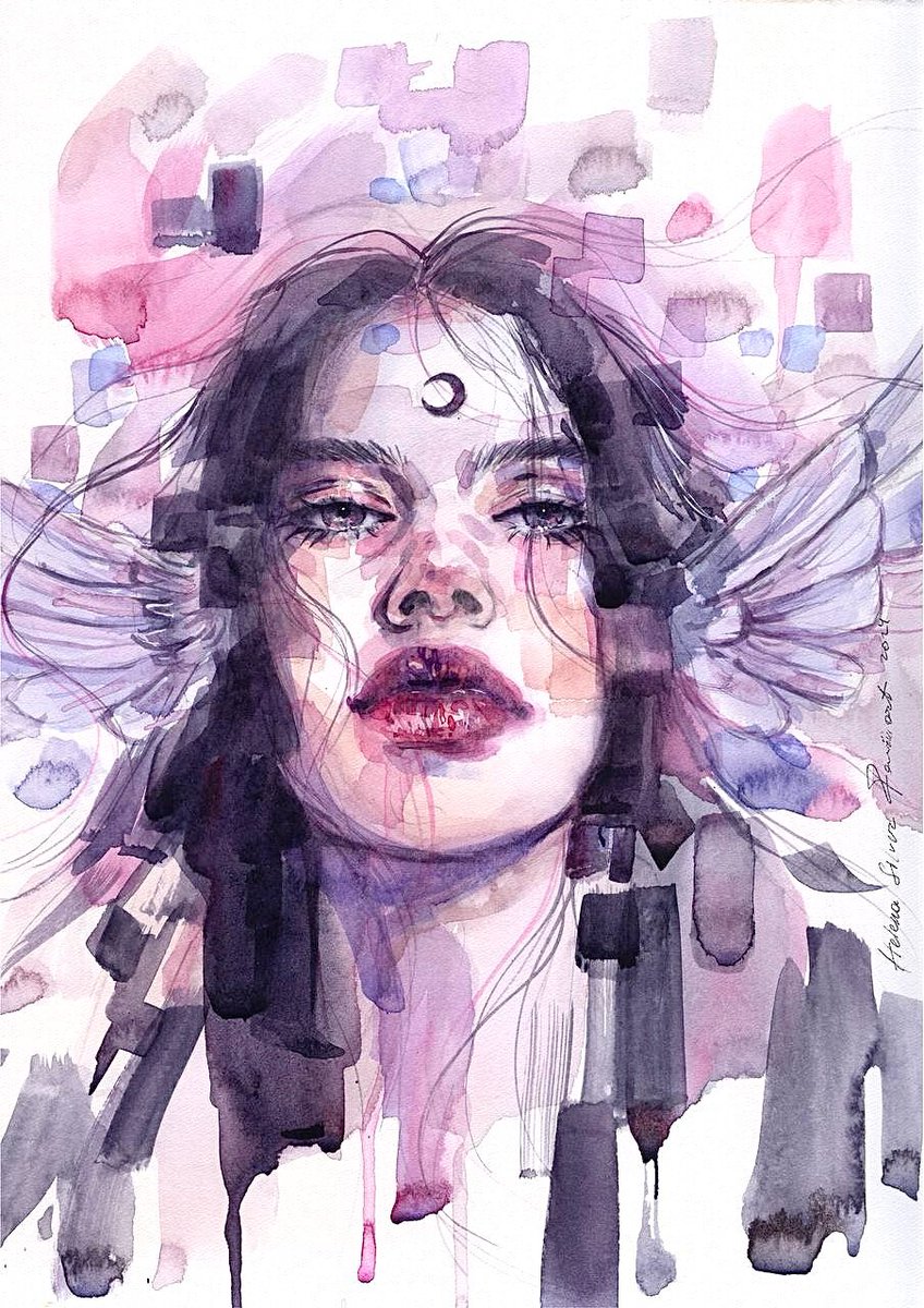 Good morning! Happy Friday ✨

“Pride” 
Watercolor art 
1 of the 7 Angels of Sins 
0.8 SOL (Single piece) 🔗