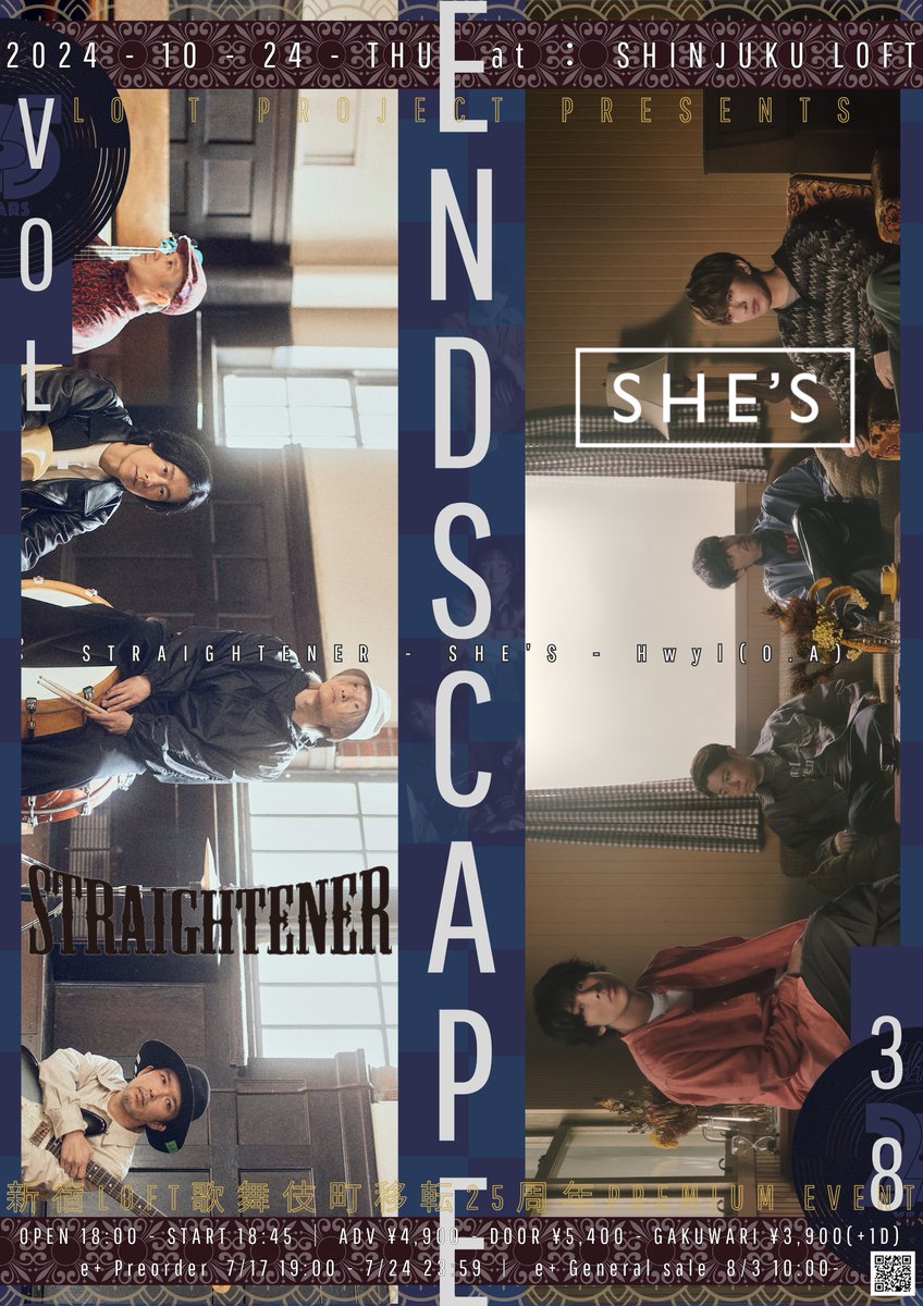 SHINJUKULOFT's tweet photo. @straightenerjp @SHE_S_official_ @hwyl_band /／
📢明日8/3 10:00〜一般発売開始
\＼

2024.10.24(木)
『#ENDSCAPE vol.38』

ストレイテナー @straightenerjp
SHE'S @SHE_S_official_
O.A Hwyl @hwyl_band

いよいよラストチャンス！
https://t.co/pgMYMPmFqW
※学割は上限に達した為一般価格のみとなります

#新宿LOFT https://t.co/0TYrKPirLX