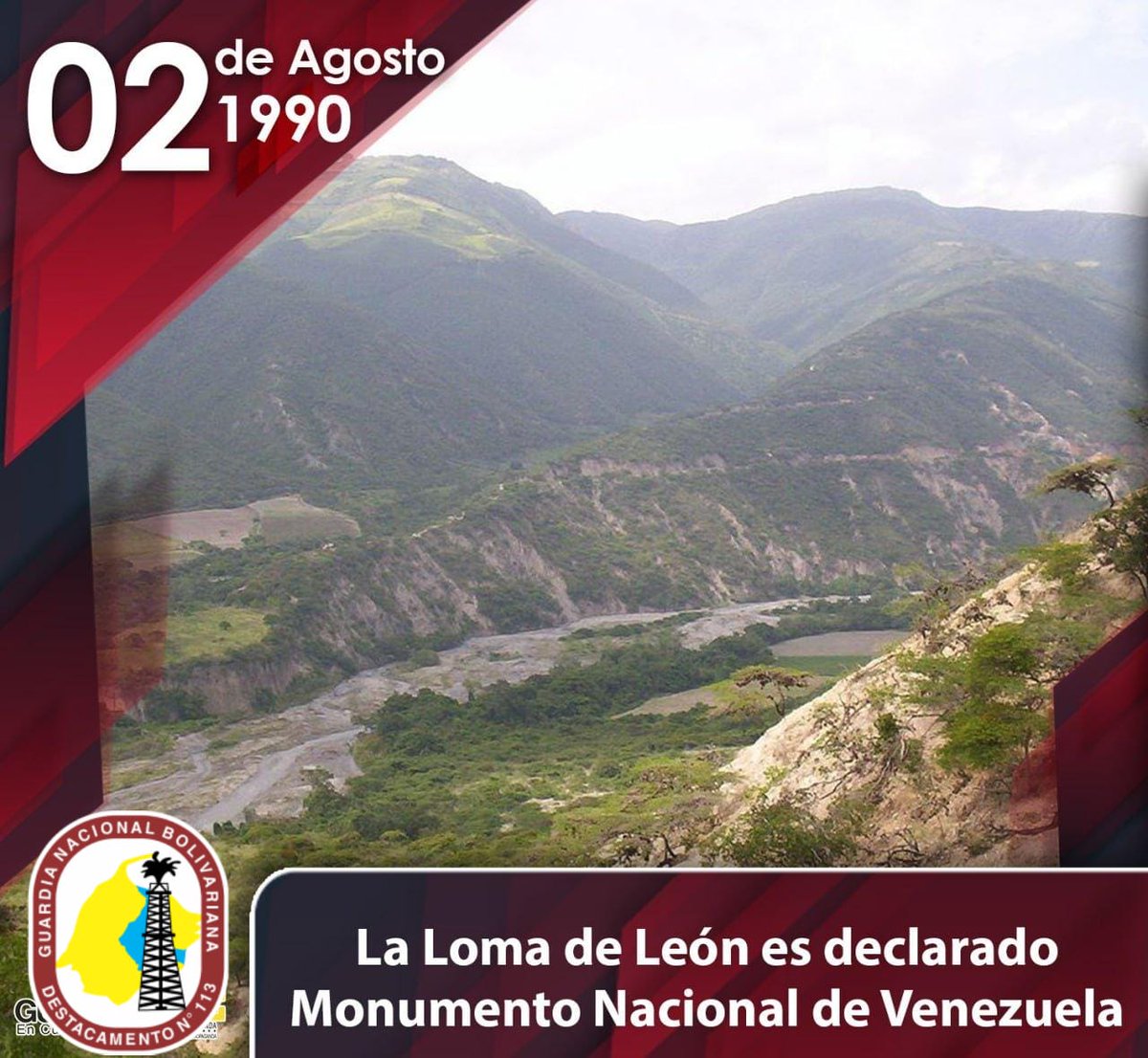 #Efemérides 🗓️  El Monumento natural Loma de León es un espacio natural protegido localizado en el municipio de Iribarren, perteneciente al estado de Lara, Venezuela. Recibió el estatus de monumento nacional el 2 de agosto de 1990.