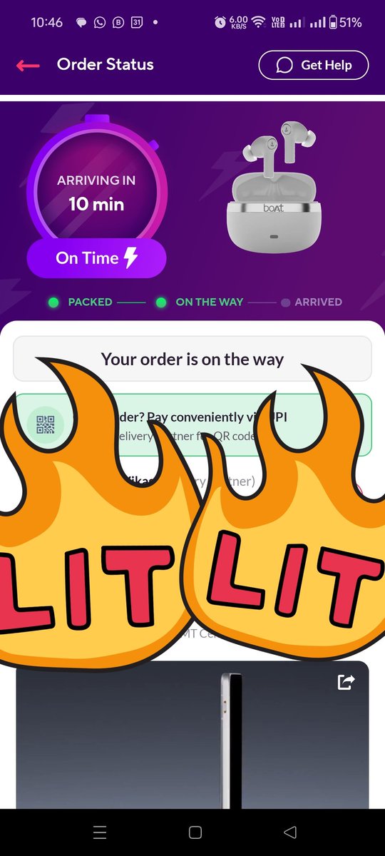 HiitsRahul's tweet photo. Hey @ZeptoNow.

It's a good idea to display ads of @RockWithboAt on the orders screen.

Since you sell its products why not make the icon clickable.

It'll direct the user to all the boat products you feature with the one advertised on the top of the results. https://t.co/xgm3mzaiwS