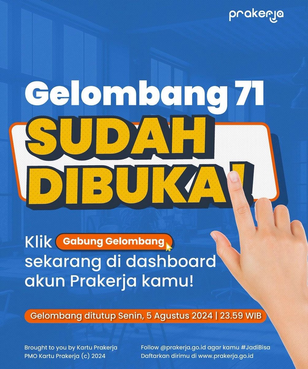 panggilajagituu's tweet image. 📢Finally gelombang 71 dibuka📢

Aku alumni gel 66 prakerja, barangkali ada yang mau tanya2 cara daftar bisa DM ya☺ atau gabung grup aku juga sabi, semua saya share di grup. Saya pandu sampai cair (GRATIS) 📥
chat.whatsapp.com/I8XwOBOhZOuJao…

#zonauang #prakerja #lolosprakerja