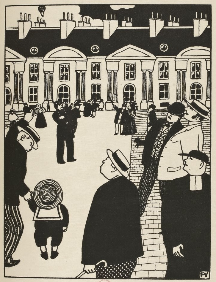 A lire et contempler dans <a href="/GallicaBnF/">Gallica BnF</a> : "le ballon", texte d'Eugène Veek, gravure de Félix Vallotton, dans "Les rassemblements : physiologies de la rue" (1896). #Paris2024 c.bnf.fr/VMW
