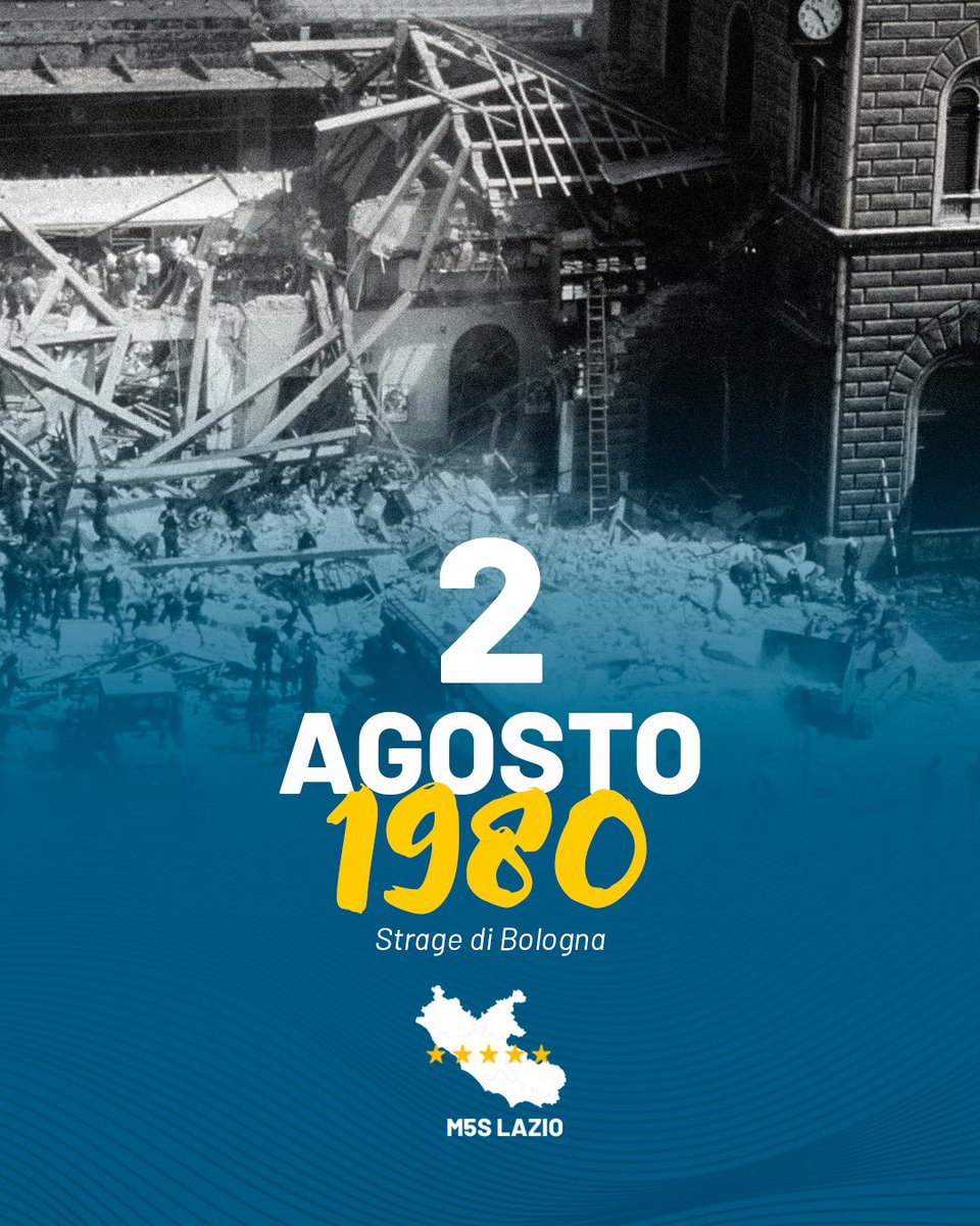 85 vite spezzate, oltre 200 feriti, in un tragico attacco che ha segnato la nostra storia.
44 anni fa, una bomba spezzava vite innocenti alla stazione di Bologna. La memoria è un dovere.
#StrageDiBologna  #BolognaNonDimentica #2Agosto1980