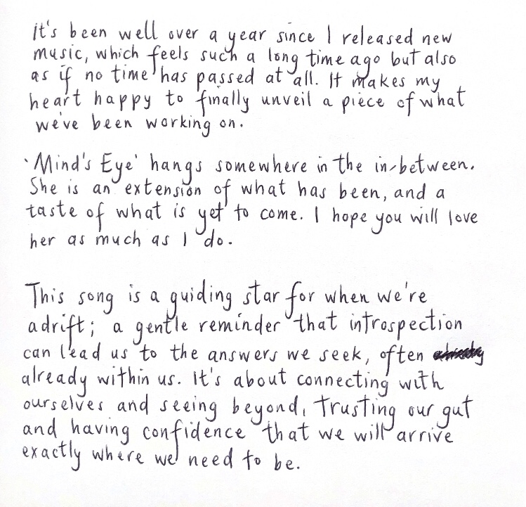 'Mind's Eye' is out now everywhere! 💜

So grateful to have made this with some magical humans.

Give her a listen and let her magic guide you: republicofmusic.lnk.to/MindsEye

#NewMusicFriday 
#altpop
#womeninmusic
#unsignedartist