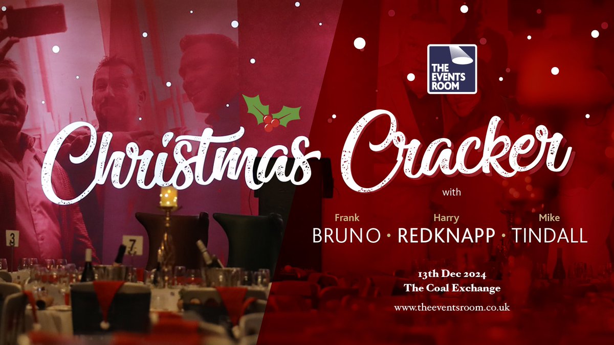 The Events Room (@theeventsroom) on Twitter photo Tickets are now available to our ‘Christmas Cracker’ lunch with <a href="/frankbrunoboxer/">Frank Bruno MBE 🇬🇧</a>, <a href="/miketindall13/">Mike Tindall</a> and <a href="/Redknapp/">Harry Redknapp</a> at @Coal_Exchange on Friday 13th December.
theeventsroom.co.uk/events/christm…
#christmascracker Tickets are now available to our ‘Christmas Cracker’ lunch with <a href="/frankbrunoboxer/">Frank Bruno MBE 🇬🇧</a>, <a href="/miketindall13/">Mike Tindall</a> and <a href="/Redknapp/">Harry Redknapp</a> at @Coal_Exchange on Friday 13th December.
theeventsroom.co.uk/events/christm…
#christmascracker