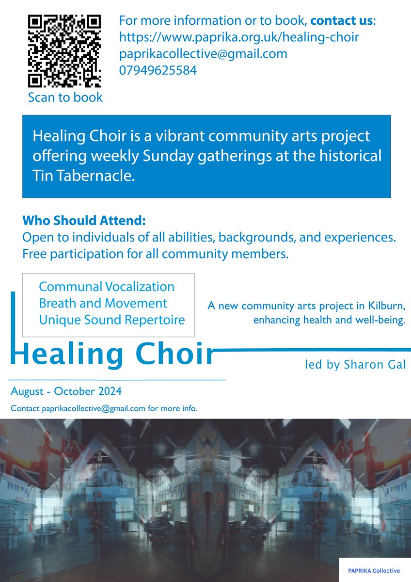 SharonGalWorld's tweet image. Delighted to announce that we received funding from One Kilburn to run Healing Choir @ The Tin Tabernacle
It starts on the 4th of August & will run every Sunday 10.30-1pm August - October. Participation is FREE Booking required
eventbrite.co.uk/e/healing-choi…
