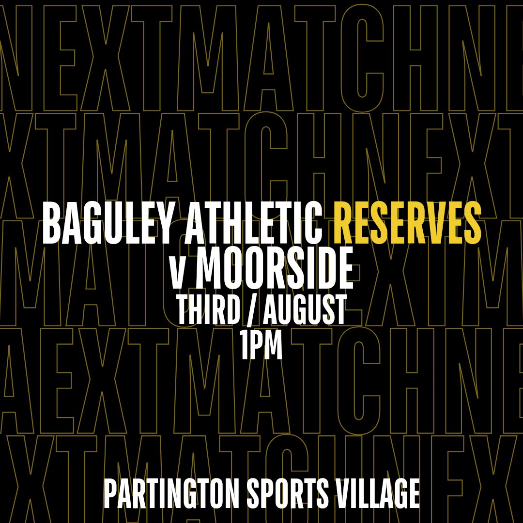 Next Up

It's the final pre season fixtures this weekend.

Thanks to <a href="/DeLaSalleReds/">De La Salle FC</a> and <a href="/Moorside_FC/">Moorside FC</a> for stepping in 💪

#wearebaguley #upthebadgers
