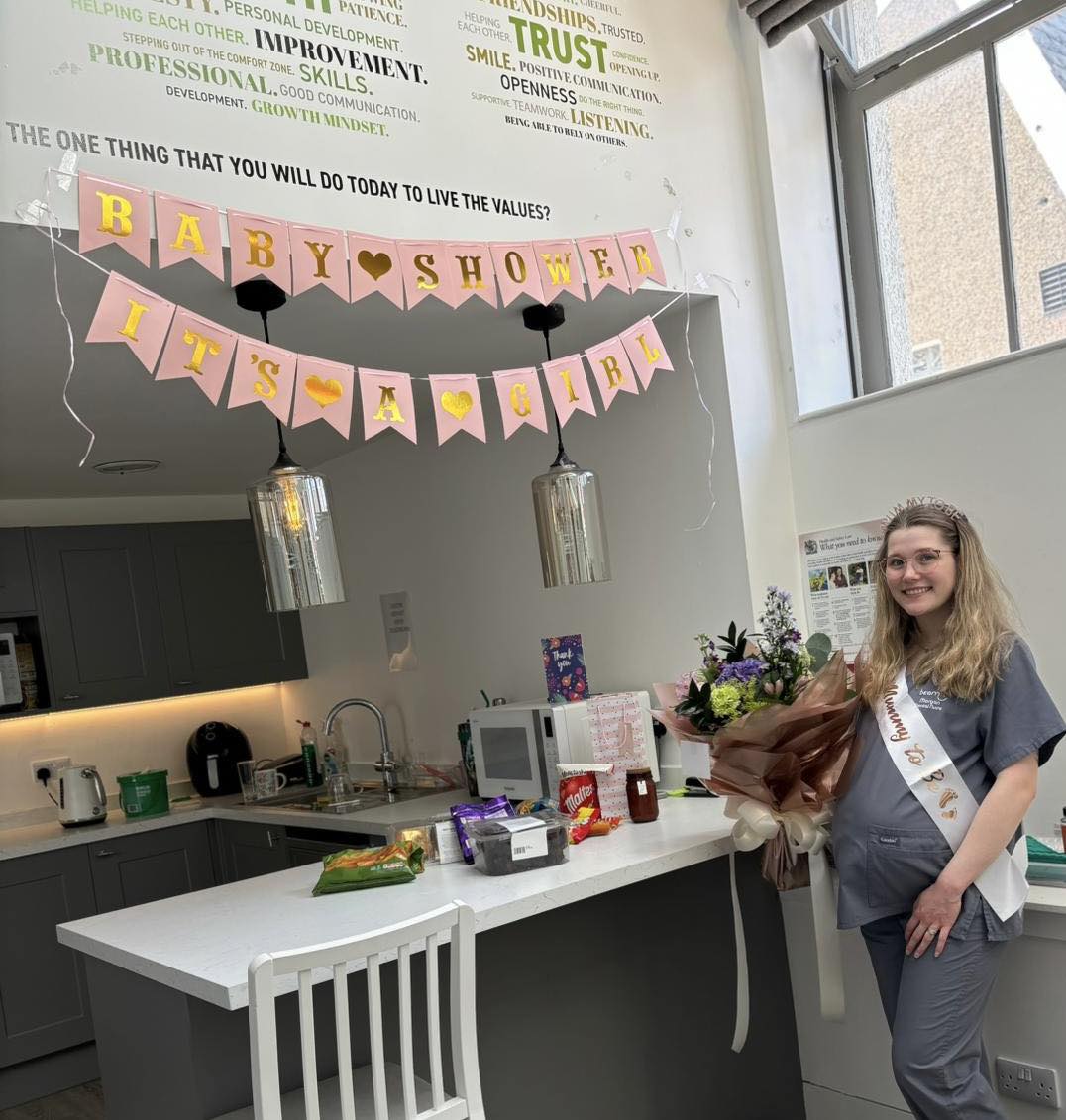 beamortho's tweet photo. Earlier this week we celebrated a very special moment in the life of our amazing #dentalnurse, Chloe!

Cheers to you, Chloe, and to the beautiful journey that lies ahead. We can’t wait to meet the newest addition to the big #BeamOrthodontics family ❤️ https://t.co/GUE2cNHBzm