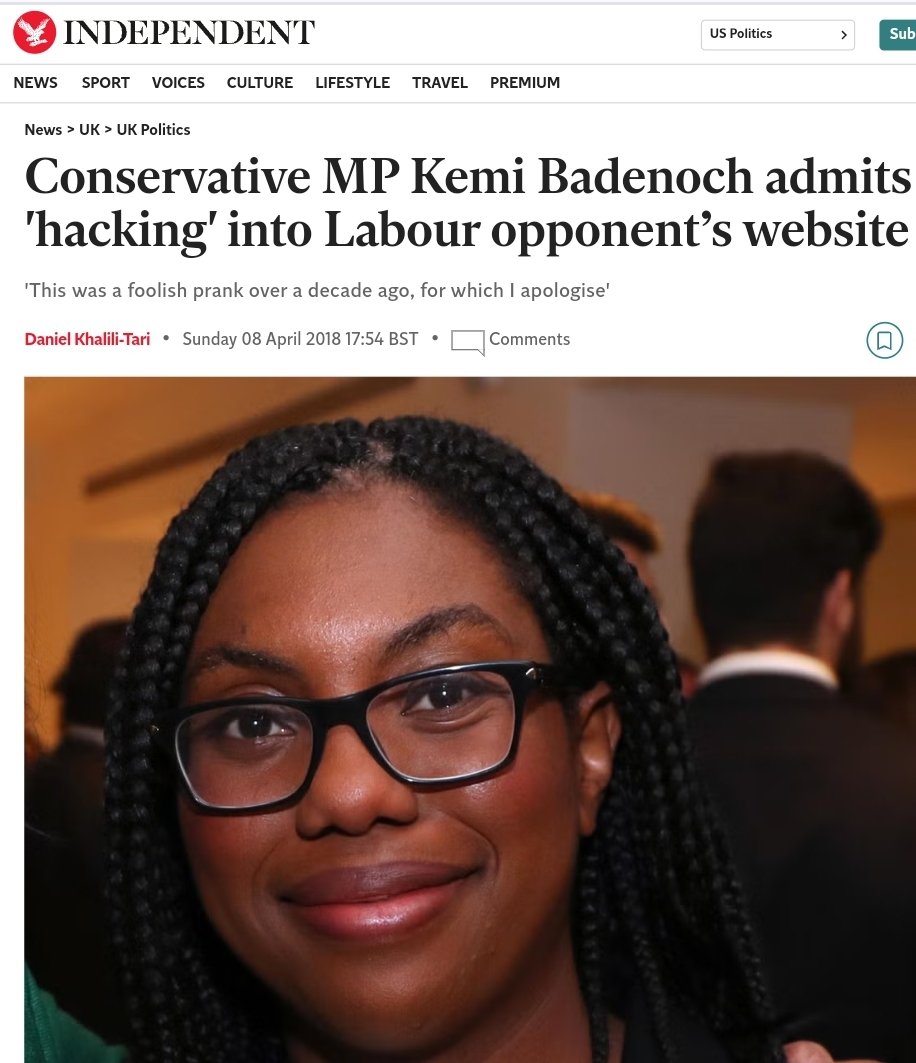 Kemi Badenoch's LinkedIn skills include hacking.

This might be useful as PM when dealing with China and Russia's cyber threats.

But please, no tweets—she's modest about her 'youthful exuberance.' 😉 #FollowBackFriday