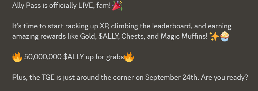 😱 50 million $ALLY is up for grabs.
💰 4.8 million USD raised 
💥 Total supply 1billion only.  
🔥 TGE Sept. 24,2024
Join here 👉earnalliance.com/referrals/52LG…