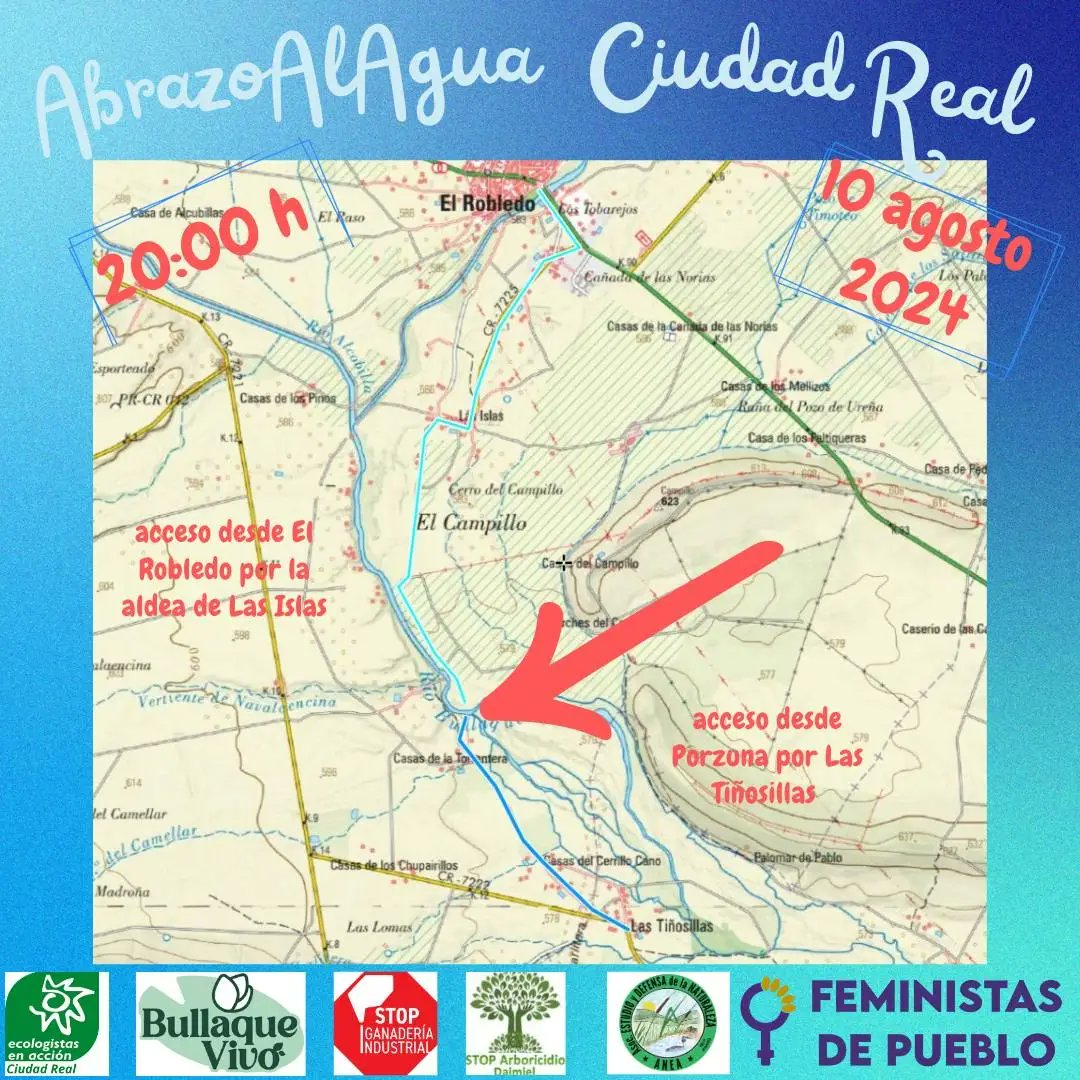 ClmFeministas's tweet photo. 🙌🏾Defendemos nuestros ríos, nuestros humedales y nuestros acuíferos el día 10 de agosto. 🤗Acompáñanos en un día de campo, baño y activismo ecofeminista. En el Bullaque.
#Ecofeminismo #FeminismoRural #AbrazoAlAgua #StopMacrogranjas
@EcologistasEnAcción @Arba @seguidores https://t.co/CebJaW11GB