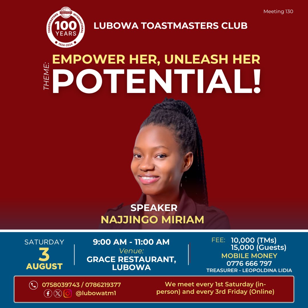 "Don't miss out! Join us this Saturday, as we UNLEASH HER POTENTIAL! Hear from our keynote speaker, Mrs. Victoria Kisarale, a seasoned educator and leader with over 40 years of experience Ieading High School Institutions.👌 Alongside an exciting lineup of enthusiastic speakers.