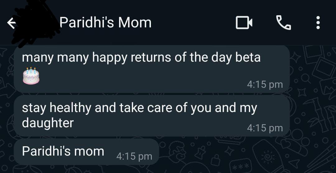 Pariiidhiiii's tweet photo. my mother texted my boyfriend to wish him a happy birthday and said "take care of my daughter" https://t.co/Dh8afRcRp9