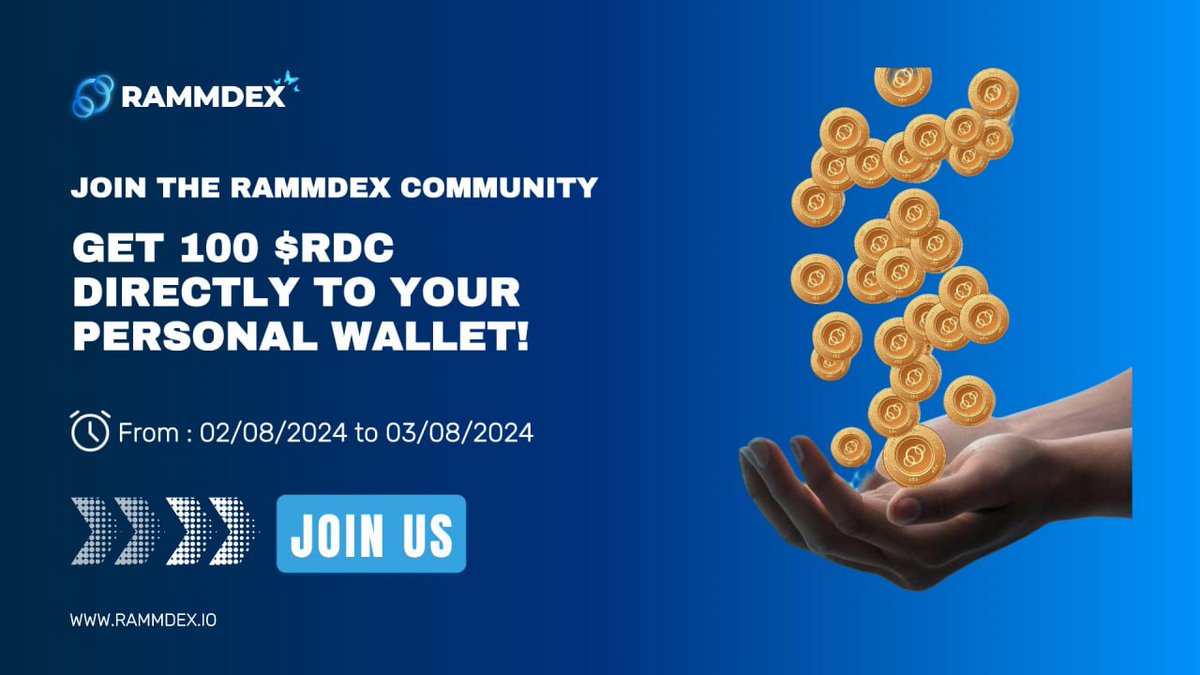 HBEsport's tweet photo. 🎉 JOIN THE RAMMDEX COMMUNITY - RECEIVE 100 $RDC IN YOUR WALLET!

✨Time: From 02/08/2024 to 03/08/2024

🚀 Don’t forget to join the Rammdex Pre-sale program at: https://t.co/xfbhHosT41

#RammDexPresale #RDCPresale #RammDex #RammDexPool #MATIC #Polygon #MEXC #Kraken #OKX #Bitget https://t.co/pTZT8QbkvO