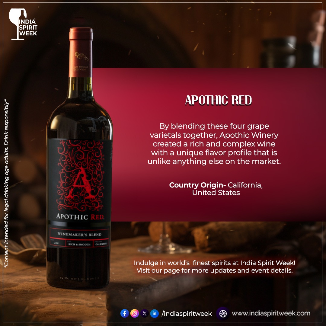 indiaspiritweek's tweet image. Raise Your Glass to Spirit Week – Apothic Red, the Perfect Fusion of American Boldness and Indian Elegance🥂🍻

Follow us for more updates !!!!!!

#ApothicRed #SpiritWeek
#BoldFlavors #WineFusion
#AmericanElegance #IndianSpirit
#CelebrateWithWine #pickoftheday