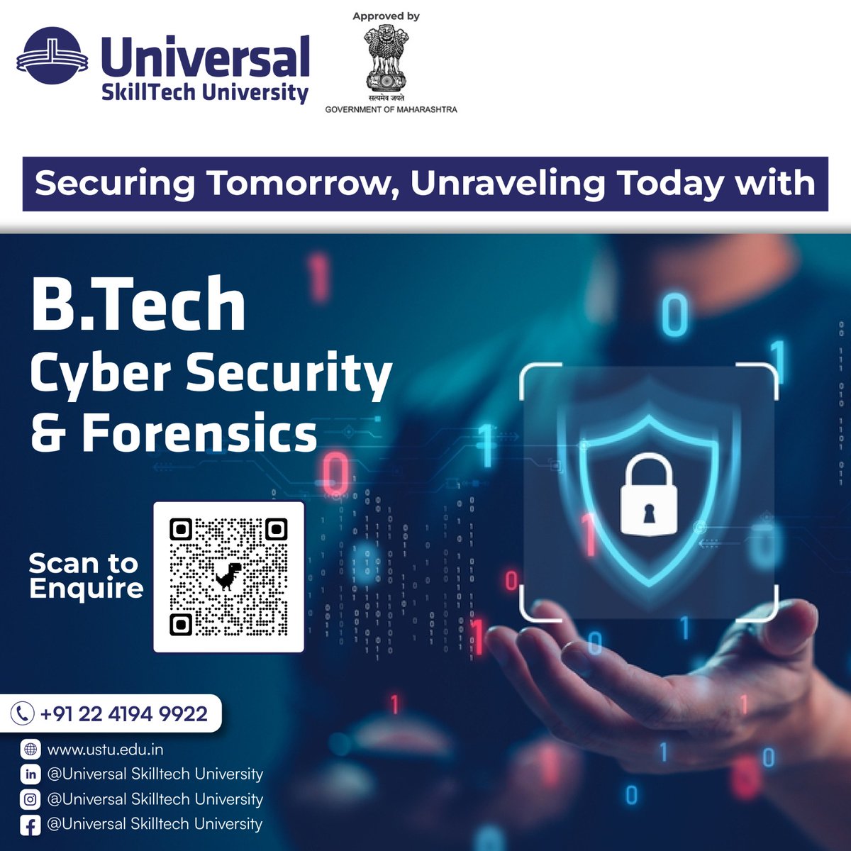 ueskilltechuni's tweet image. Dive into the world of digital security and crime investigation with a B.Tech in Cybersecurity &amp;amp; Forensics!
Explore cutting-edge techniques in protecting digital assets, combating cyber threats, and unravelling digital mysteries.