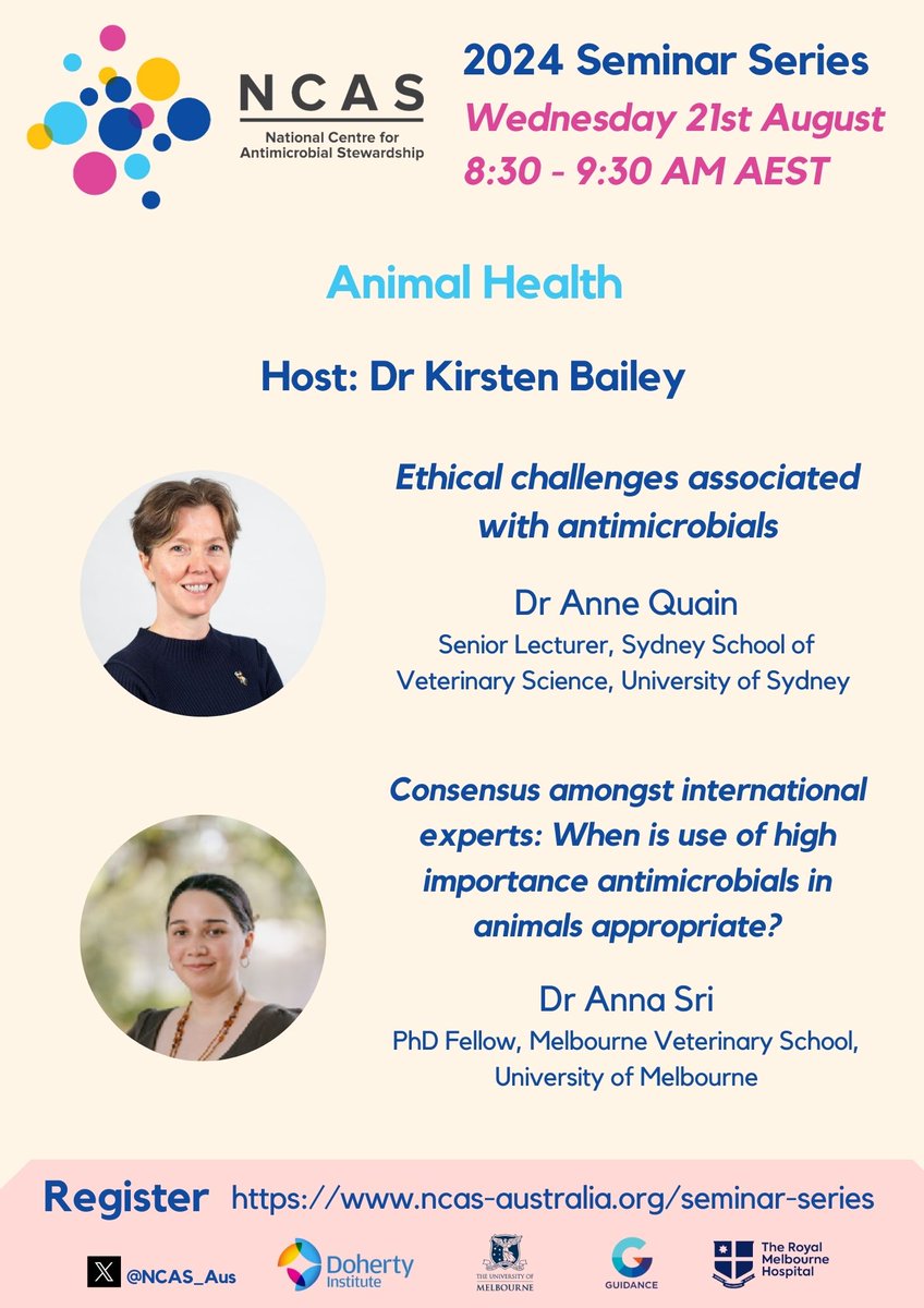 NCAS_Australia (@ncas_aus) on Twitter photo How is it August already????
This month we present to you an #animalhealth focus to our #NCASSeminarSeries
Hosted by NCAS Post-Doc Fellow and #Vet <a href="/DrKEBailey/">Dr Kirsten Bailey</a>
With presentations from @DrQuain and Dr Anna Sri
Register here: bit.ly/NCASSeminars
<a href="/Sydney_Vet/">Sydney Uni Vet Sci</a> <a href="/Sydney_Uni/">University of Sydney</a> How is it August already????
This month we present to you an #animalhealth focus to our #NCASSeminarSeries
Hosted by NCAS Post-Doc Fellow and #Vet <a href="/DrKEBailey/">Dr Kirsten Bailey</a>
With presentations from @DrQuain and Dr Anna Sri
Register here: bit.ly/NCASSeminars
<a href="/Sydney_Vet/">Sydney Uni Vet Sci</a> <a href="/Sydney_Uni/">University of Sydney</a>