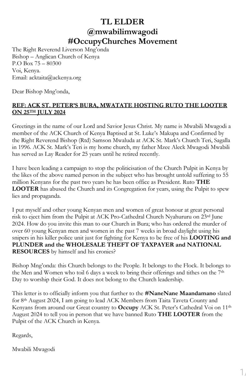 tole_chrispus's tweet image. This is the time of change #Occupychurches 
@TaitaTweeps 
Tupatane on 11th