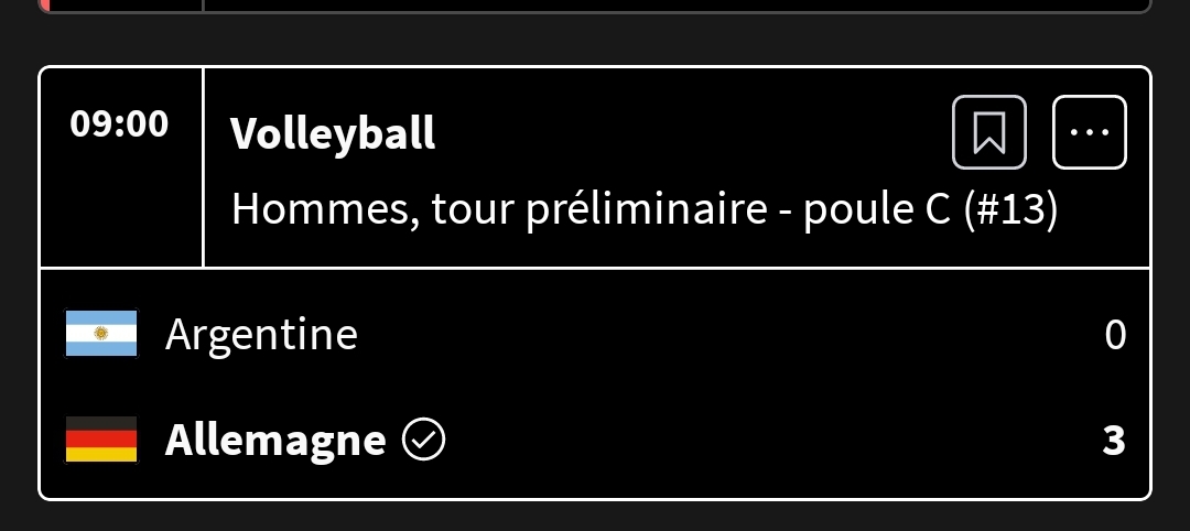 #Paris2024 | 🇫🇷🇦🇷🇩🇪 L'Argentine s'incline face à l'Allemagne au Volley-ball hommes !

Pour suivre les JO, suivez <a href="/gatien_actu/">gatien_actu</a>.  

#JO2024 #JOParis2024 #Paris #OpeningCeremony   
#Olympic2024 #Olympics2024Paris
#ParisOlympics2024 
#AlerteMedaille