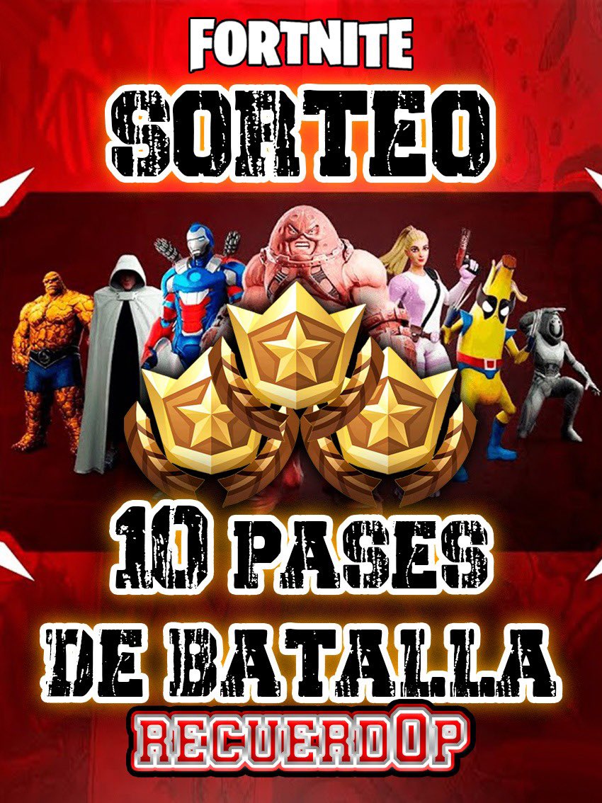 ¿Quieres conseguir uno de los 10  PASES DE BATALLA de la SIGUIENTE TEMPORADA?

REQUISITOS: ⬇️

🔴 Entra en este enlace y rellena todos los pasos 👇

gleam.io/64xwd/sorteo-1…
 
🔴 MENCIONA A 2 AMIGOS EN ESTE TWIT 😎

Mucha suerte a tod@s 🍀🤞