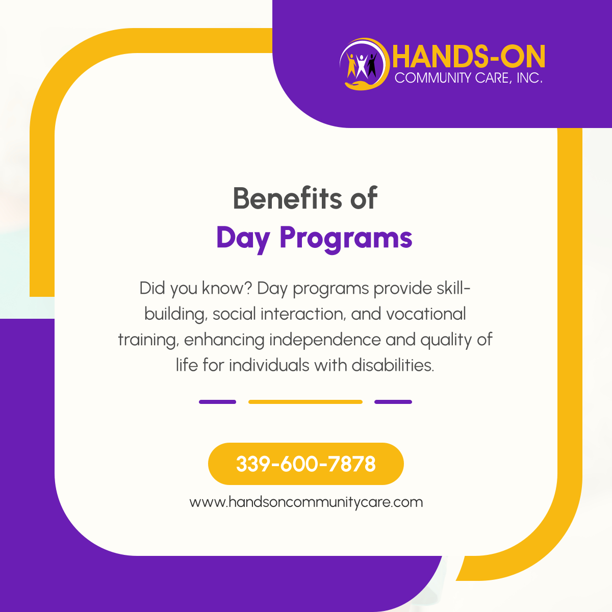 handsoncommcare's tweet image. Day programs offer skill-building and vocational training, enhancing independence for individuals with disabilities. Learn more about their benefits. 

#DayPrograms #BillericaMA #TrainingPrograms
