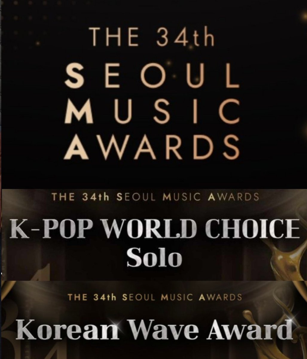 JUNGKOOK won “K-pop World Choice” and “Korean Wave Special Award” at the 34th SEOUL MUSIC AWARDS 👏🏻🔥
(6th consecutive time)