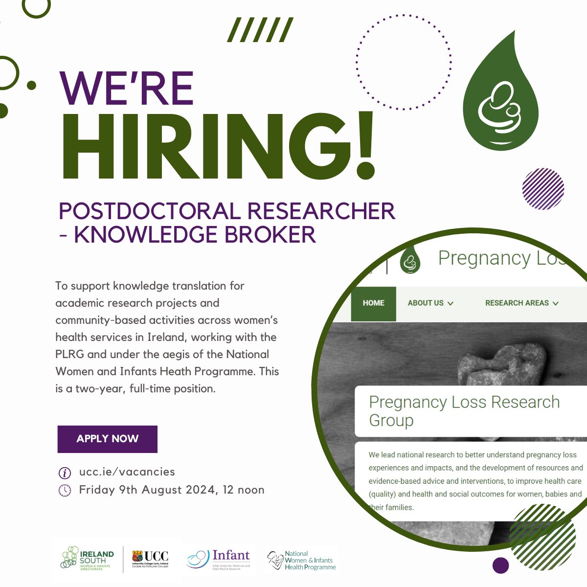 🚨 One week left to apply 🚨

⁉️ Interested in this role, or know someone who might be? Please get in touch, or share if you can

⏰ Noon, Fri 09 Aug  

🔗 ucc.ie/en/pregnancylo…

#JobFary #Postdoc #KnowledgeTranslation #KnowledgeMobilisation #ImpSci