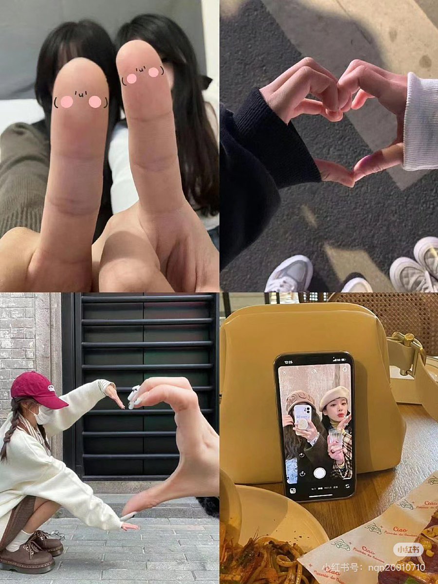 hongmeinu_china's tweet image. ツーショット写真アイディア📸💡顔出しなしだから気軽に撮れる〜🩵インスタに載せたくなるほどかわいいっ✨