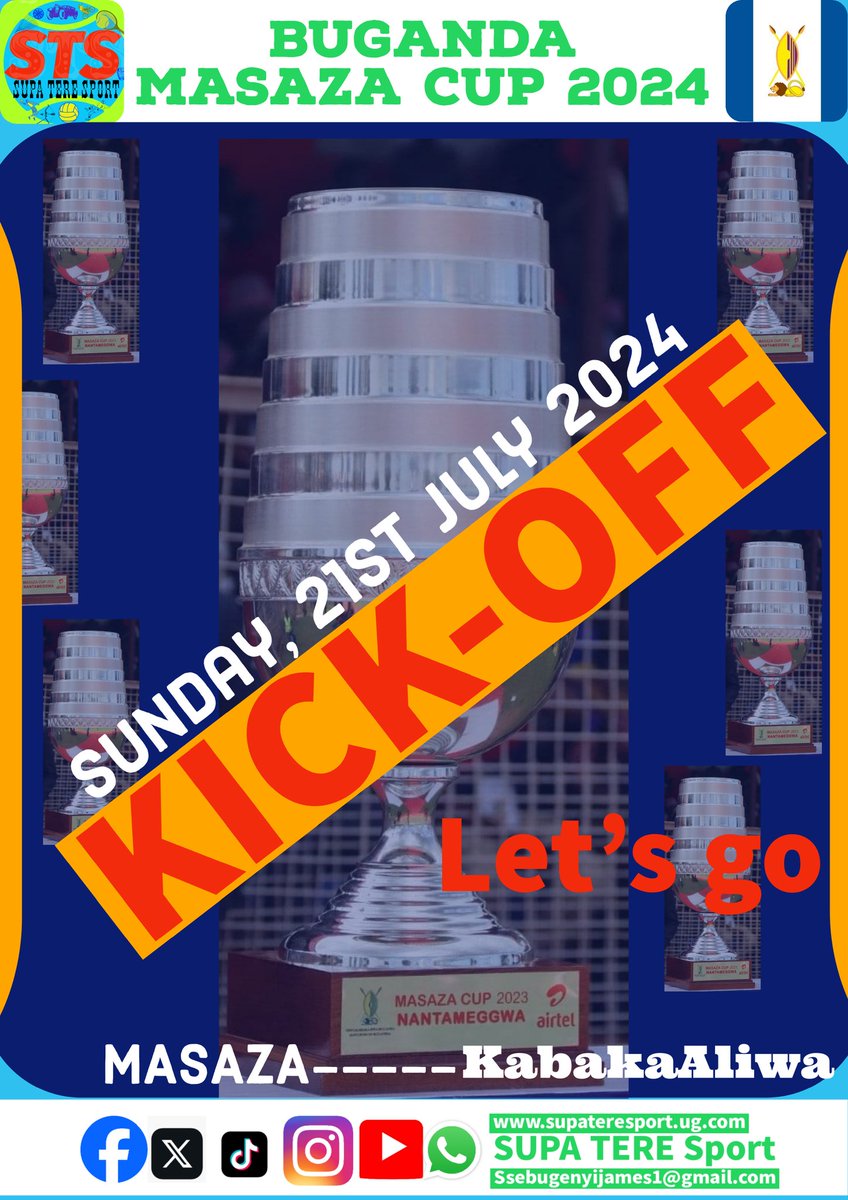 JamesSsebugenyi's tweet photo. Buganda #masazacup2024//#STSnews By Munnakyotera
❇MATCHDAY 4❇
💠Sunday 21st July ⛔KICKOFF ⛔
#Buluuli 0️⃣:0️⃣️ #Buddu
#Bulemeezi 0️⃣:0️⃣️ #Kyaddondo
#SsingoSsazaFC 0️⃣:0️⃣️ #Kyaggwe
#Gomba 0️⃣:0️⃣️ #Kooki
#Buweekula 0️⃣:0️⃣️ #Mawogola
#Busiro Pp #Buvuma
#Kabula 0️⃣:0️⃣️ #Mawokota https://t.co/4ONGOdaC0T