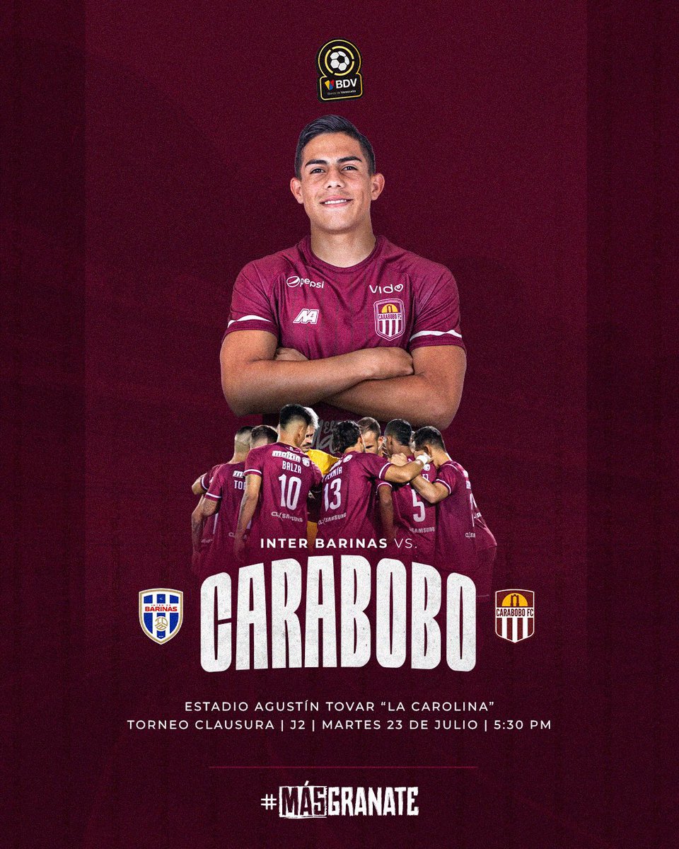 𝕄𝕖𝕥𝕒: 𝔻𝕖𝕛𝕒𝕣 𝕖𝕤𝕥𝕖 𝕖𝕤𝕔𝕦𝕕𝕠 𝕖𝕟 𝕝𝕠 𝕞á𝕤 𝕒𝕝𝕥𝕠 💪⚔️

Torneo Clausura I J2 🆚 <a href="/InterBarinas/">Inter de Barinas</a> 

#MásGranate 🔝
#CaraboboEsGranate 🇱🇻
#LigaFUTVEBancoDeVenezuela 🇻🇪