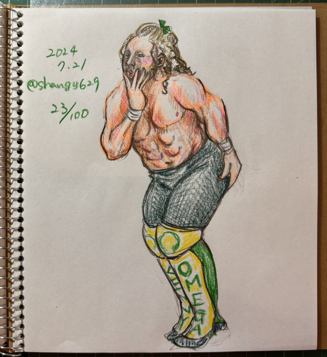 shangy629's tweet photo. 100枚描いたら願いが叶う!!✍️
ケニーの体調が良くなって、またリングでゴールデンなスターと、ゴールデンスターといっしょに大暴れしてくれますように🙏
ひょっとして…男色なディーノも一緒にDDTのリングで?!
(ディーノ先生ぽいポーズ)
23/100
#願掛けケニー100 #KennyOmega #KENNYisGOD https://t.co/Qc0g0BnM72
