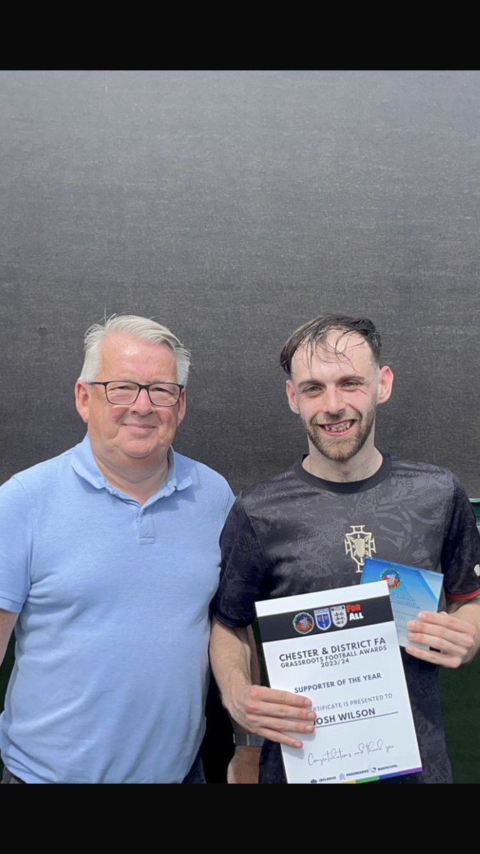 Chester DFA Grassroots Football Awards Supporter of the Year Josh Wilson Dee Rangers FC presented by CDFA Secretary Liam Power <a href="/CdjfLeague/">Cdjflfootball league</a> <a href="/CWFL_Press/">@CWFL-Press</a> <a href="/CDFAReferee/">Chester Referee Society</a> <a href="/ChesterSundayLg/">Chester Sunday League</a> <a href="/DeeRangers/">Dee Rangers</a>