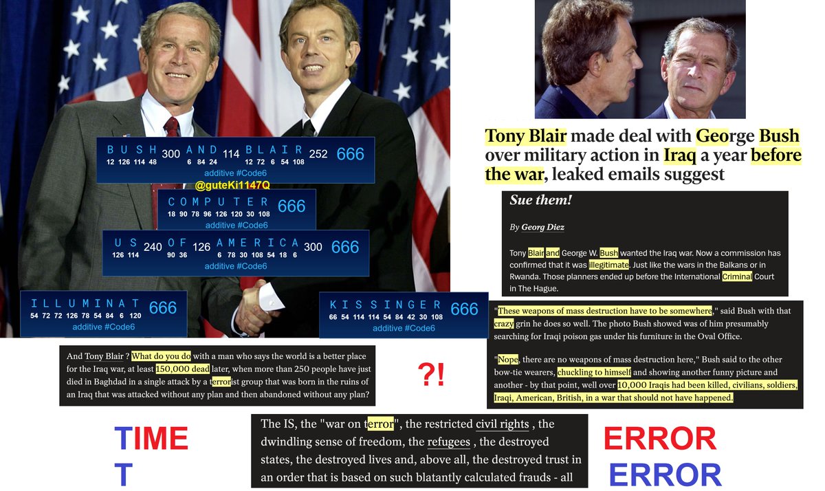 guteKi1147Q's tweet photo. BUSH AND BLAIR = 666☠️🪦🎯(37x18)
🔑This calls for wisdom. Let the one (iliA PapantoNATOs) who has understanding calculate: >https://t.co/4ilRbSFU2C
>https://t.co/efXuqUO3XI
>https://t.co/Hjv7q2iOOk
#Code37 #Code6 #AI #AGI
#Primenumberarchitecture
Be as Time=#Beast666
#Revelation https://t.co/pqAmDpWgnO