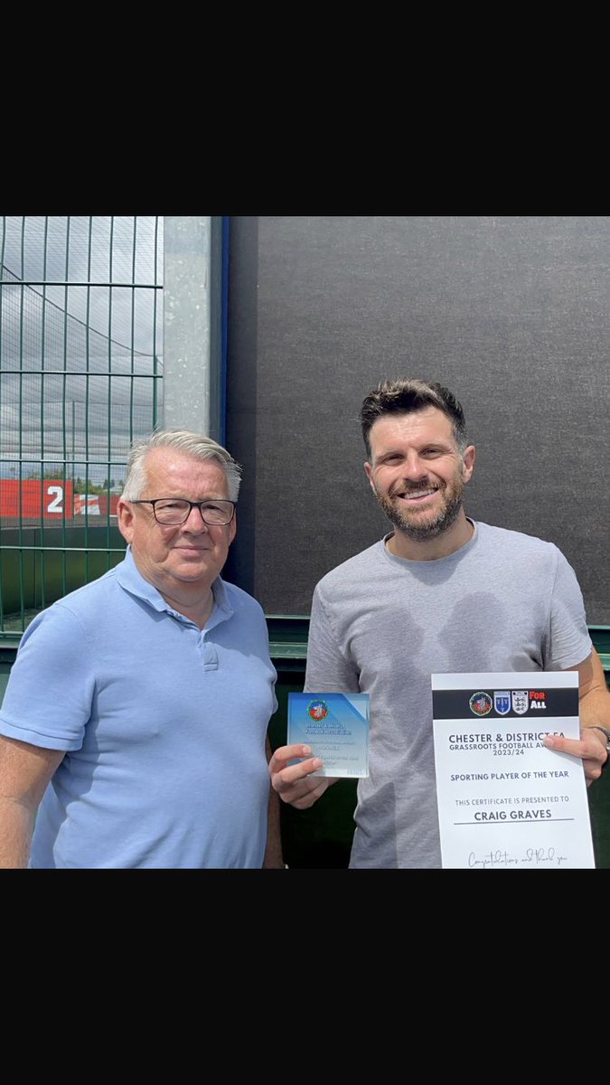 Chester District FA Grassroots Football Awards Sporting Player of the Year Craig Graves Dee Rangers FC <a href="/DeeRangers/">Dee Rangers</a> <a href="/ChesterSundayLg/">Chester Sunday League</a> <a href="/CWFL_Press/">@CWFL-Press</a> <a href="/CdjfLeague/">Cdjflfootball league</a> <a href="/CDFAReferee/">Chester Referee Society</a>