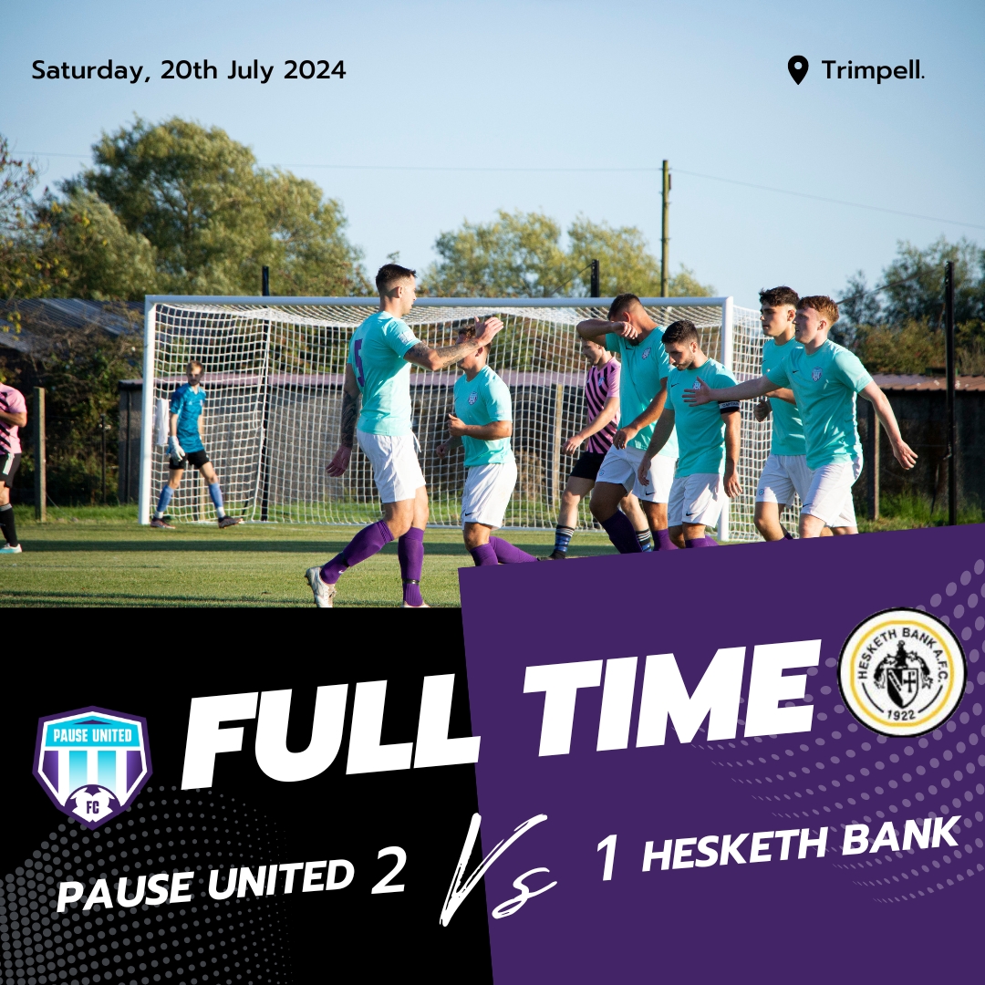 Yesterday our first team secured a 2-1 win in yesterday's game against Hesketh Bank! ⚽️

A special shoutout to the young talent at our club – we finished the game with four 16-year-olds on the pitch, a testament to the bright future of Pause United.

Well done to all the lads!