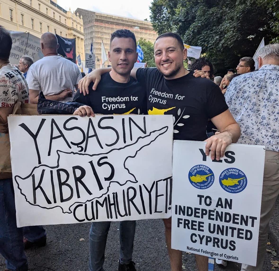 AdrianPatsalos's tweet photo. . @NEPOMAK UK members joined hundreds of #Cypriots yesterday to protest the illegal Turkish occupation of #Cyprus 

Cypriots from all communities called for peace &amp; unity, for a just &amp; lasting solution to the #CyProb

50 years is too long
A #FreeUnitedCyprus is long overdue 🇨🇾🕊️ https://t.co/Qiv6icfBD1