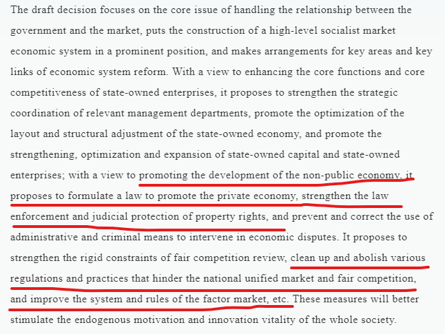 NguyenThih36's tweet image. JUST IN - Three of most imp paragraphs of #XIjinping&apos;s explanation of #ThirdPlenum - 

1) #Hukou system may be tweaked.

2) FDI using law to &quot;Promote Private Economy&quot; - Easing regulations?

3) XI indicates some structural changes imminent in Chinese Economy @SariArhoHavren
