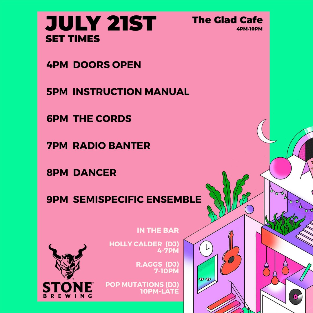 The Glad Cafe (@thegladcafe) on Twitter photo It's the last day of <a href="/popmutations/">Pop Mutations</a> festival ✨
Join us at the Glad today from 4pm, as we close the weekend out with some of our favourite artists!
🎟: via Citizen & SEE tickets It's the last day of <a href="/popmutations/">Pop Mutations</a> festival ✨
Join us at the Glad today from 4pm, as we close the weekend out with some of our favourite artists!
🎟: via Citizen & SEE tickets