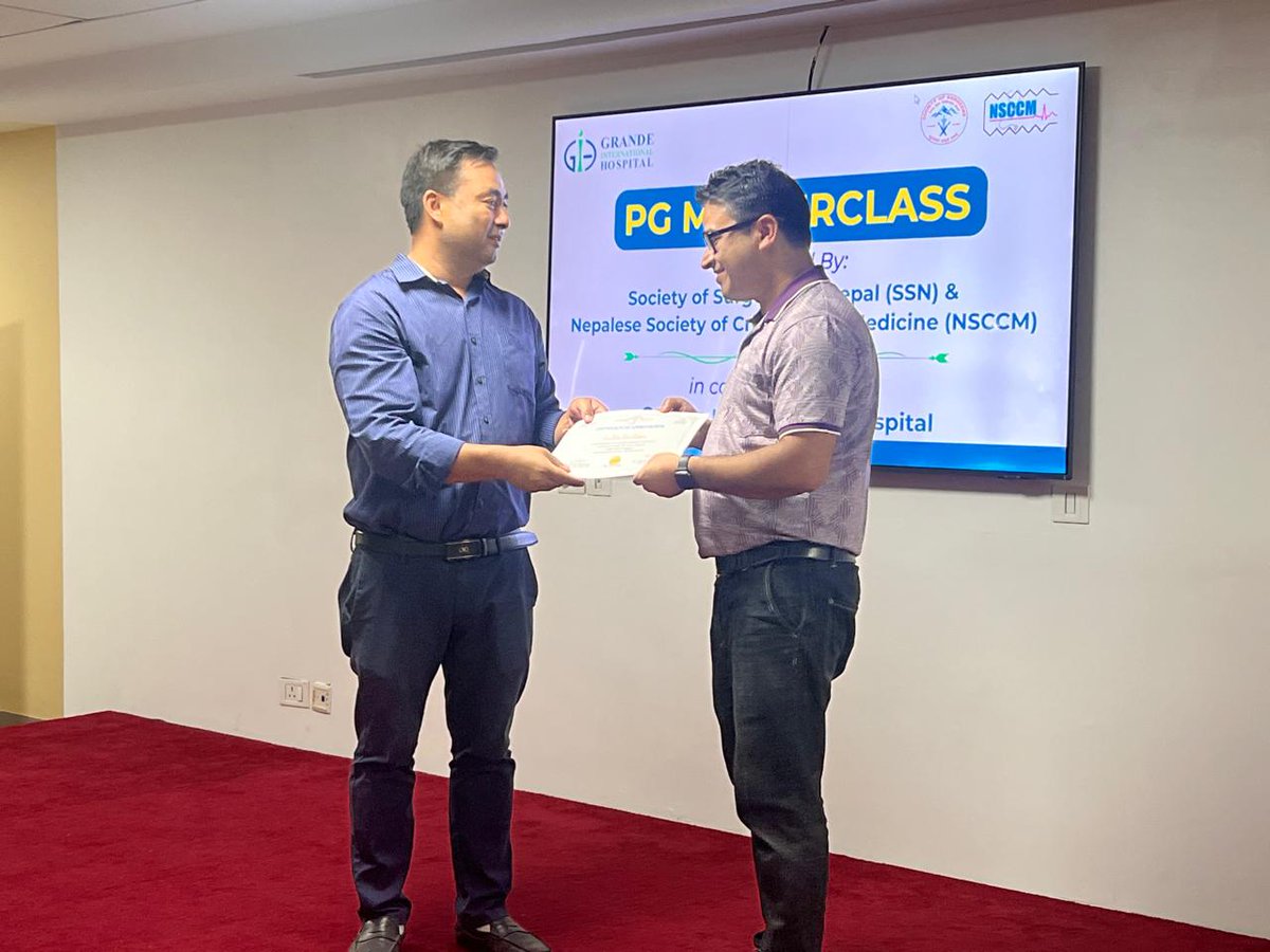 NSCCM (@nsccmofficial) on Twitter photo PG Masterclass 2024
Organised in coordination with Society of Surgeons of Nepal (SSN)
20th July 2024
Venue: Grande International Hospital
<a href="/drsuvash/">Subhash P. Acharya</a> <a href="/hempaneru/">hem paneru</a> <a href="/tiwaripradp/">Pradeep Tiwari</a> PG Masterclass 2024
Organised in coordination with Society of Surgeons of Nepal (SSN)
20th July 2024
Venue: Grande International Hospital
<a href="/drsuvash/">Subhash P. Acharya</a> <a href="/hempaneru/">hem paneru</a> <a href="/tiwaripradp/">Pradeep Tiwari</a>