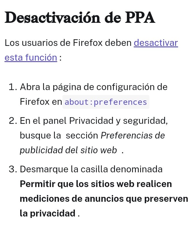 Firefox 128 introduce PPA. 
Así se desactiva: