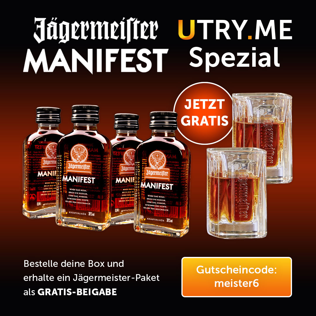 #Jägermeister Manifest Spezial🤎⁠
⁠
Wieder verfügbar! 
Code: meister6
✔️ 4x Jägermeister Manifest 0,04l⁠
✔️ 2x Jägermeister Manifest Shotgläser⁠ 4cl⁠
⁠
Solange der Vorrat reicht.⁠
Ende: 25.07.2024, um 24 Uhr⁠
⁠
#utryme #jägermeistermanifest