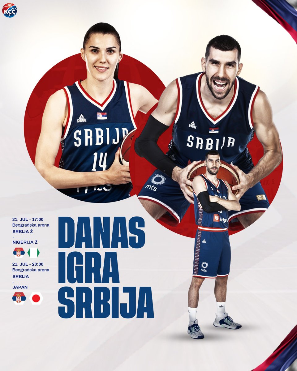 KSSrbije's tweet photo. 📢 SRBIJA IGRA 🏀🇷🇸

🗓 21.07.2024.
🆚️ 🇳🇬 (ž) i 🇯🇵 (m)
🕘 Ž 17.00; M 20.00
📍 @arenabeograd
🖥 @arenasport_tv | @RTS_Predstavlja
🏟 Fan zona ispred Arene do početka drugog meča

#TeamSerbia #Paris2024 https://t.co/qC5ynGOvo3
