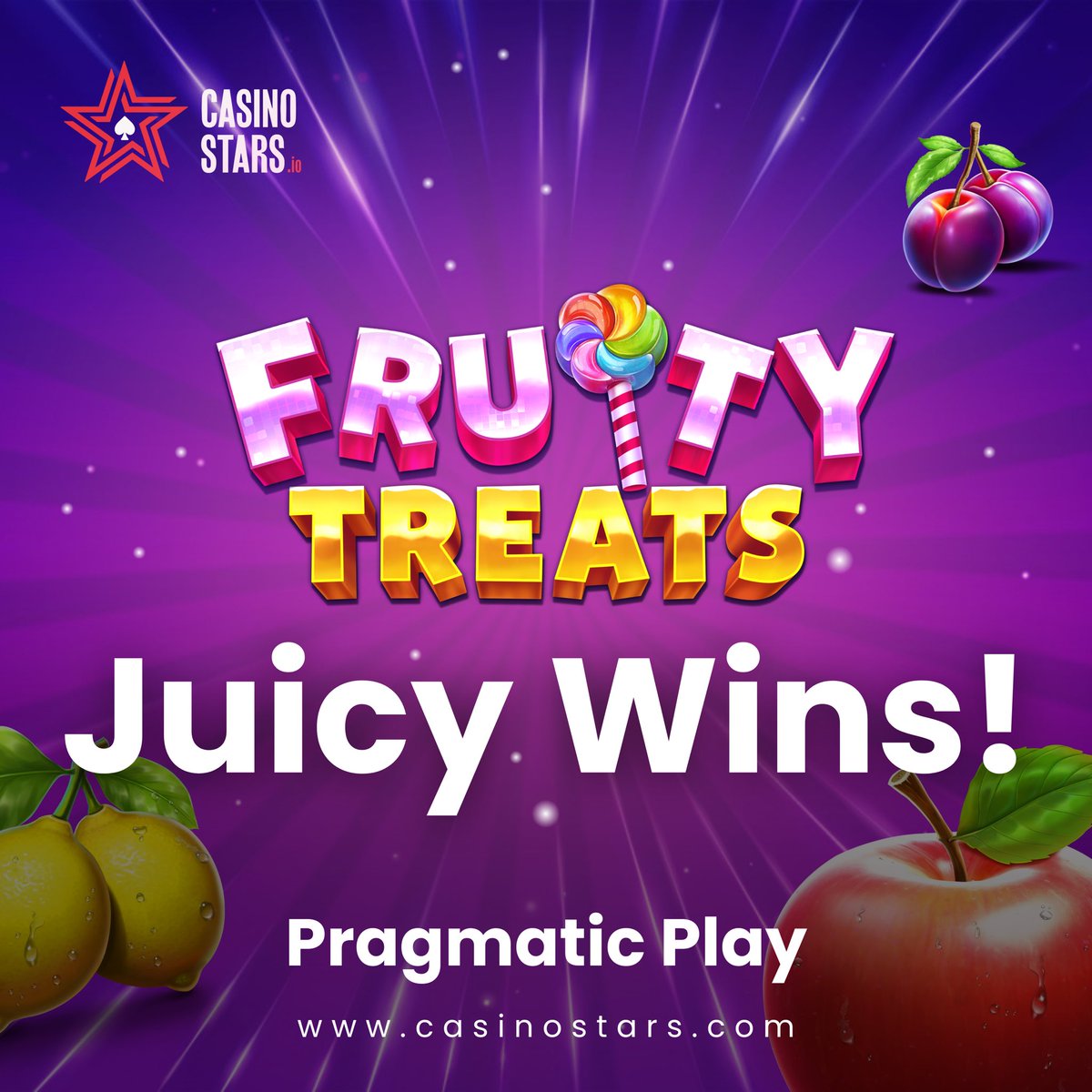 casinostarsio's tweet image. 🍒🍉 Get ready for some fruity fun with Fruity Treats! 🍊Spin the reels and enjoy sweet wins with Pragmatic Play’s latest slot game! 🍓

#CasinoStars #FruityTreats #SlotFun #SpinToWin #PragmaticPlay