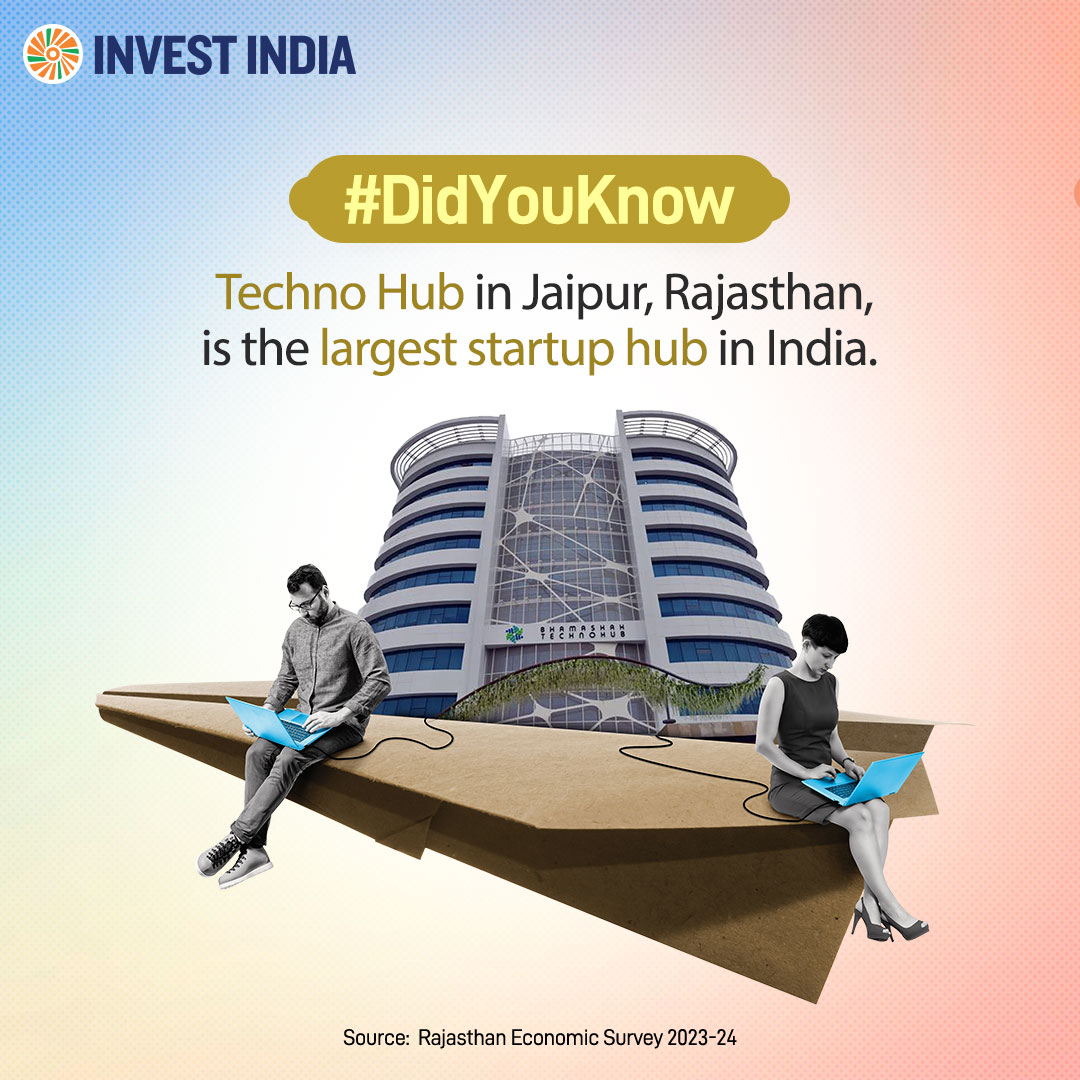 investindia's tweet image. Invest in the future at Jaipur&apos;s #TechnoHub, a #startup hub where innovation thrives. Be a part of the growth story and back the disruptors of #NewIndia&apos;s burgeoning entrepreneurial landscape.

Know more: bit.ly/II-Rajasthan

#InvestInIndia #StartupIndia #DidYouKnow