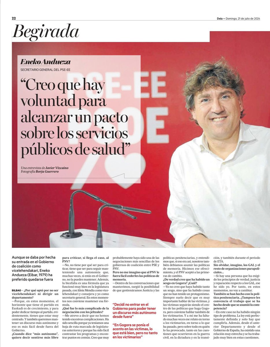 Mejorar nuestro sistema de salud o gestionar de manera eficaz las políticas de vivienda son prioridades que se ha marcado <a href="/enekoandueza/">Eneko Andueza</a> <a href="/socialistavasco/">Socialistas Vascos - Euskal Sozialistak / ❤️</a> en el nuevo Gobierno Vasco. 

<a href="/PSEBizkaia/">PSE-EE BIZKAIA</a> <a href="/PSEBarakaldo/">PSE Barakaldo / ❤</a>