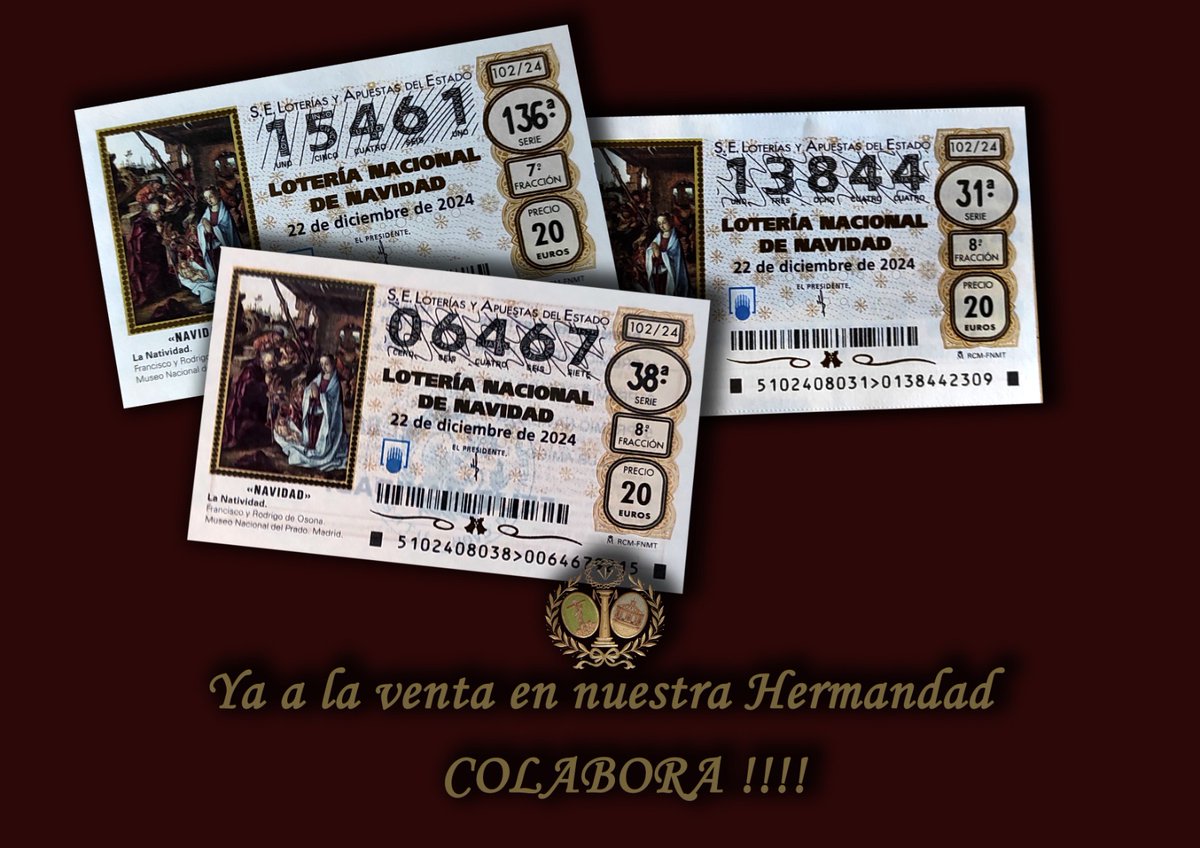 Ya está disponible en la Capilla de San Francisco la lotería de Navidad.

📍Recuerda, abrimos los viernes de 18:30 horas a 21:00 aproximadamente, excepto el mes de agosto.